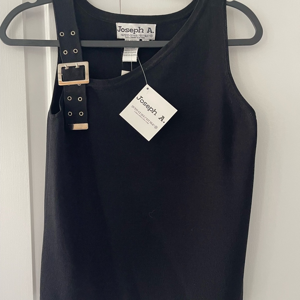Joseph A. Black Tank Top with Buckle Accent